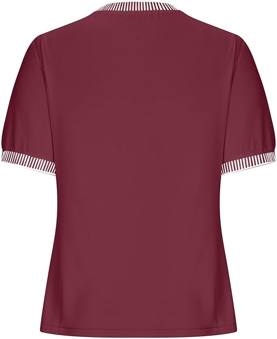 Damen Lässiges Kurzarm-Shirt mit Modischem Streifenkragen R&B