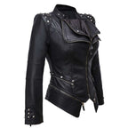 R&B | Damen Enganliegende Genietete Biker Lederjacke