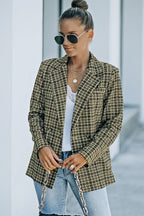 R&B | Karierter Doppelreiher Langarm-Blazer