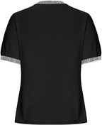 Damen Lässiges Kurzarm-Shirt mit Modischem Streifenkragen R&B