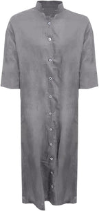 R&B | Lockeres Langes Kleid mit Langen Ärmeln und Seitentaschen Kleid