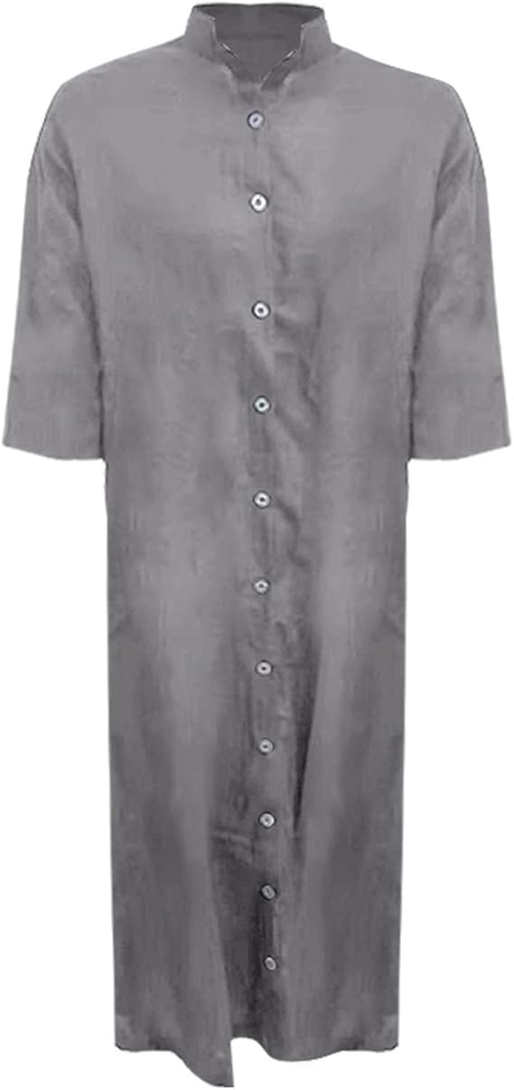 R&B | Lockeres Langes Kleid mit Langen Ärmeln und Seitentaschen Kleid
