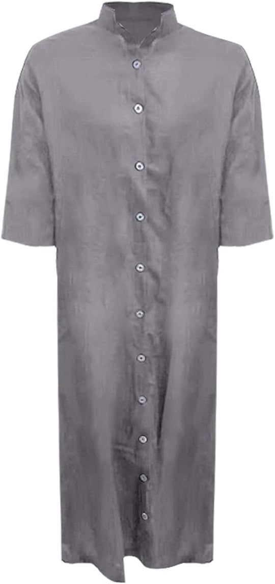 R&B | Lockeres Langes Kleid mit Langen Ärmeln und Seitentaschen Kleid