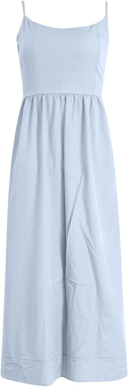 R&B | Midi Kleid Spaghettiträger Quadratischer Ausschnitt Ausgestellter Rock Elegante Passform