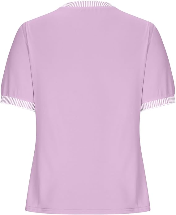 Damen Lässiges Kurzarm-Shirt mit Modischem Streifenkragen R&B