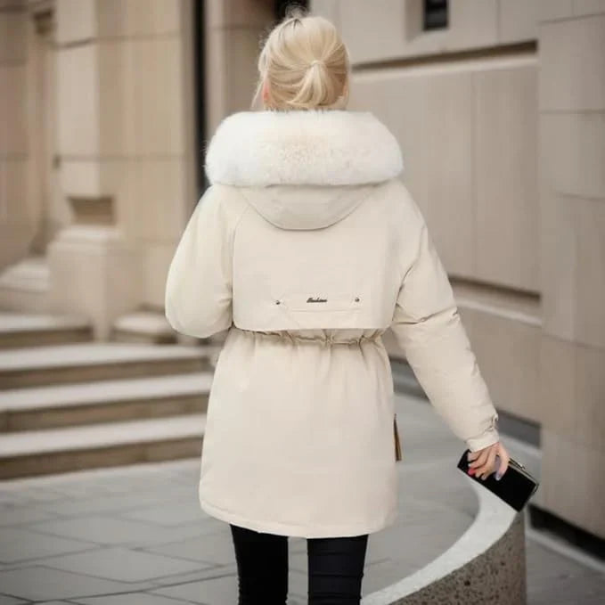 R&B | Parka Mantel – Isoliert Mid-Thigh Passform – Kunstfell Kapuze – Verstellbare Taille
