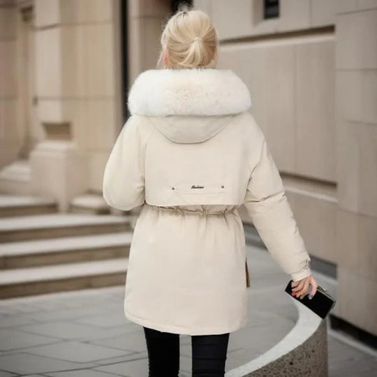 R&B | Parka Mantel – Isoliert Mid-Thigh Passform – Kunstfell Kapuze – Verstellbare Taille