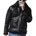 Herren Lammfell-Bikerjacke mit luxuriösem Teddyfutter und praktischen Details