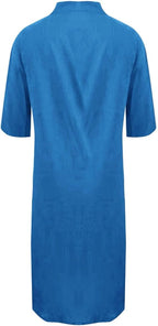 R&B | Lockeres Langes Kleid mit Langen Ärmeln und Seitentaschen Kleid