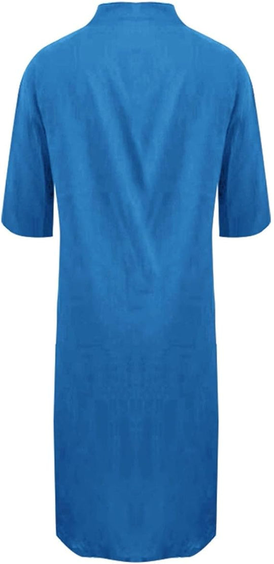 R&B | Lockeres Langes Kleid mit Langen Ärmeln und Seitentaschen Kleid