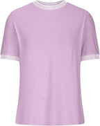 Damen Lässiges Kurzarm-Shirt mit Modischem Streifenkragen R&B
