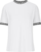 Damen Lässiges Kurzarm-Shirt mit Modischem Streifenkragen R&B