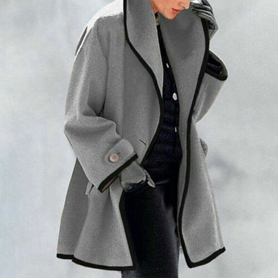 R&B | Schlichte Graue Strickjacke mit Kragen