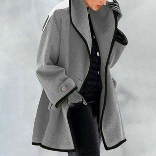 R&B | Schlichte Graue Strickjacke mit Kragen