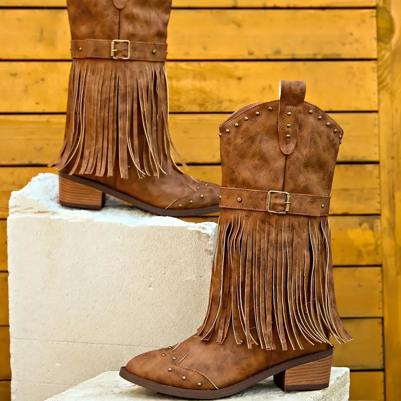 R&B | Vintage-Cowboy-Stiefel mit Quaste