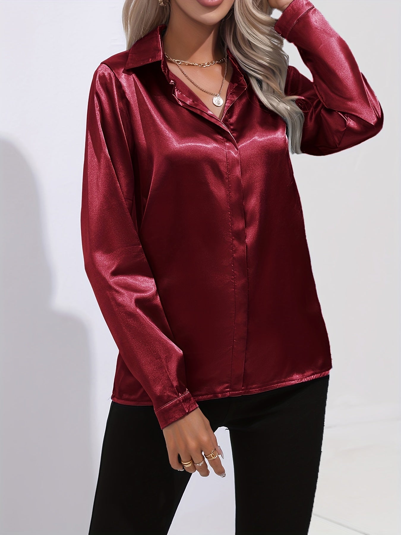 EB | Damen Elegante Satinbluse