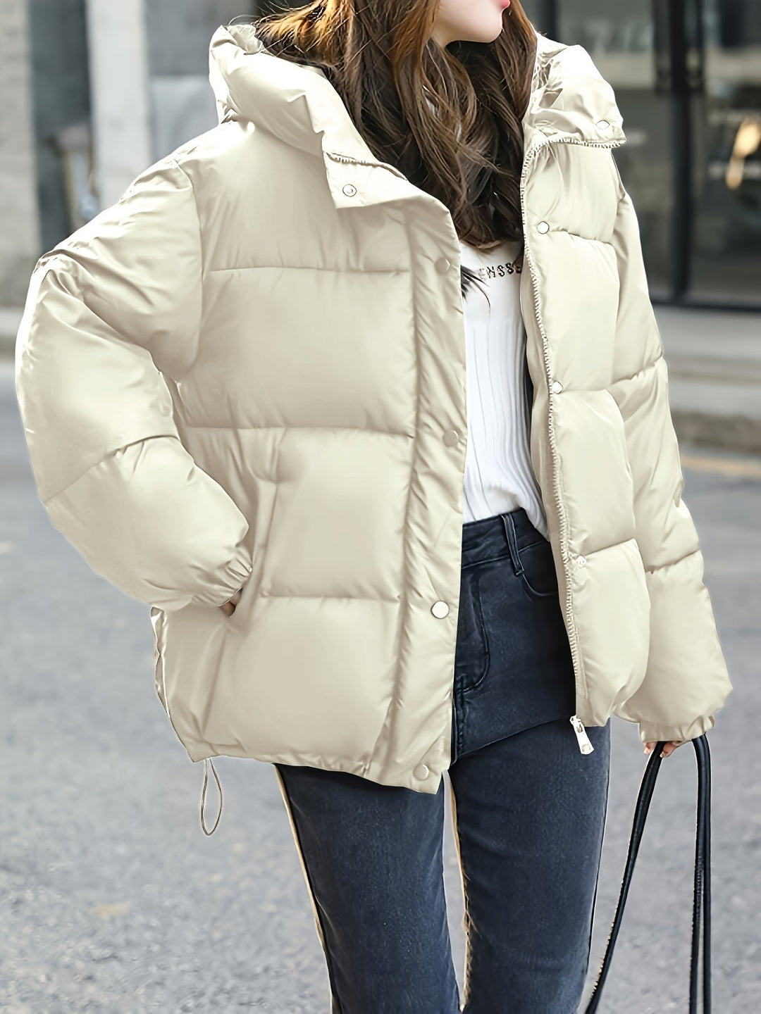 R&B | Dicke Lässige Winterjacke mit Kapuze und Reißverschluss für Frauen Perfekt für Herbst-Winter