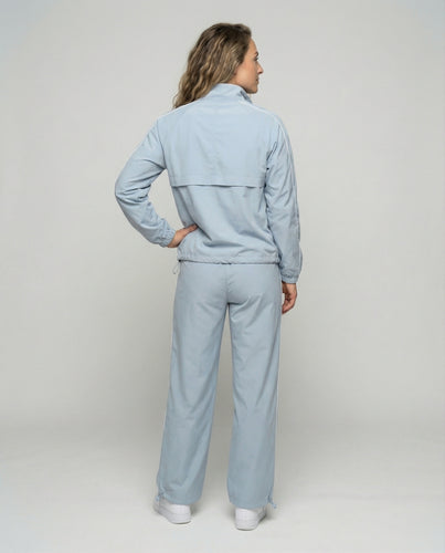 Damen sportliches Windbreaker-Set mit funktionalem Halbreißverschluss und seitlichen Kontraststreifen R&B
