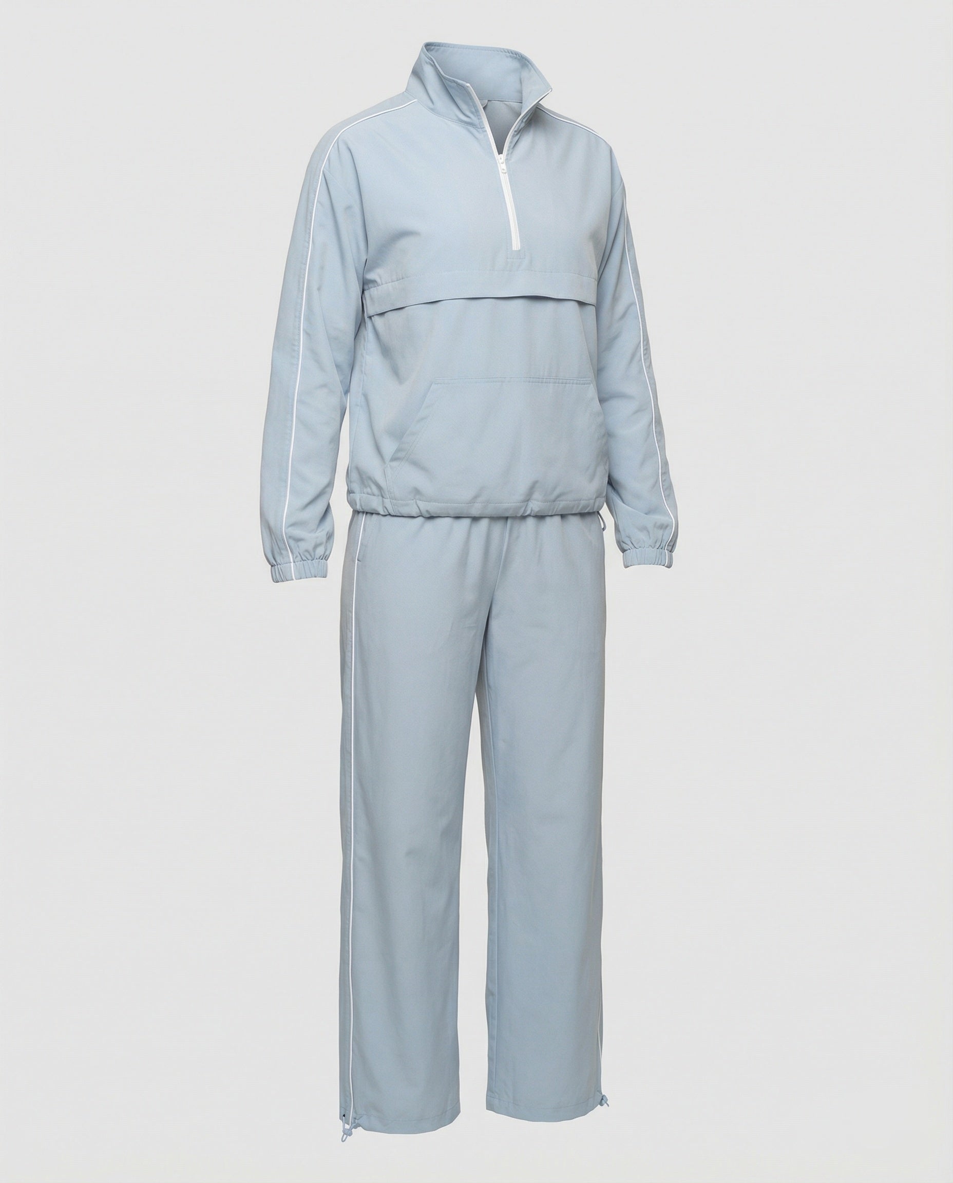 Damen sportliches Windbreaker-Set mit funktionalem Halbreißverschluss und seitlichen Kontraststreifen R&B