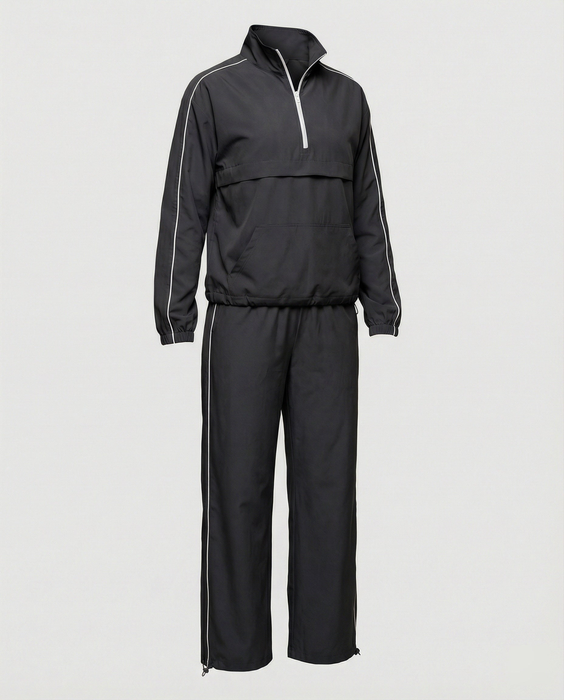 Damen sportliches Windbreaker-Set mit funktionalem Halbreißverschluss und seitlichen Kontraststreifen R&B