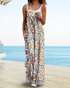 R&B | Verstellbarer Schultergurt Druck lässig Hosenträger floral Jumpsuit