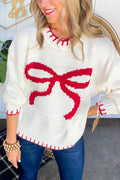 R&B | Weihnachtsbogen Kontrastfarbe Eingeschlossen Kante Langarm Gestrickter Pullover