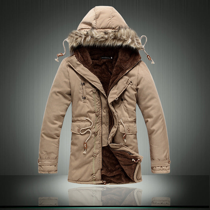 Herren gefütterte Parkajacke mit abnehmbarem Fellkragen R&B