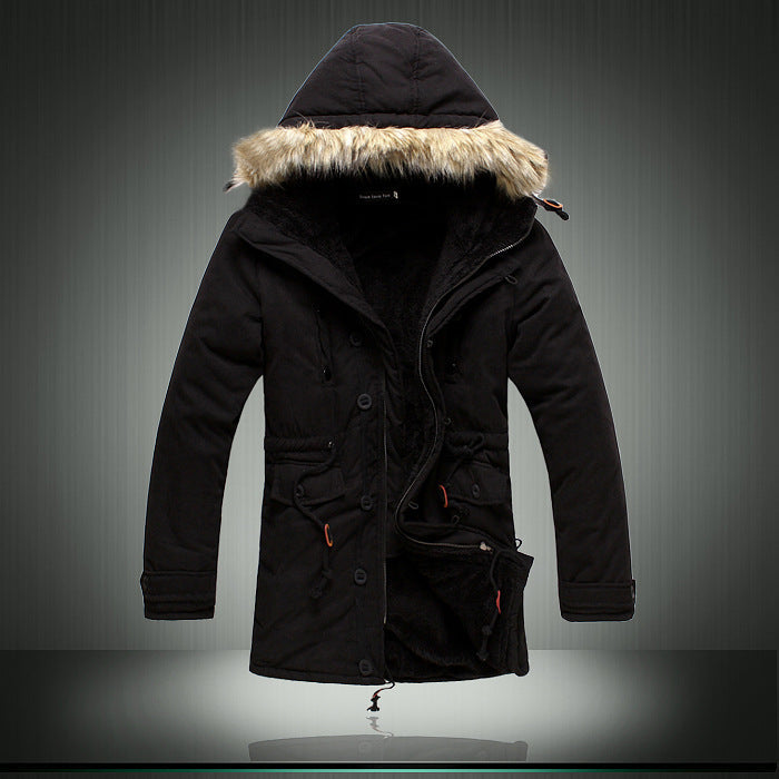 Herren gefütterte Parkajacke mit abnehmbarem Fellkragen R&B