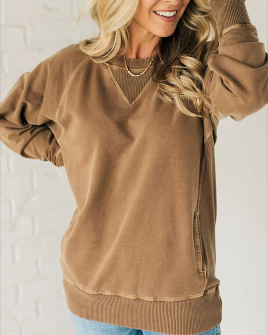 R&B | Gestreifter Akzent Pullover mit Taschen