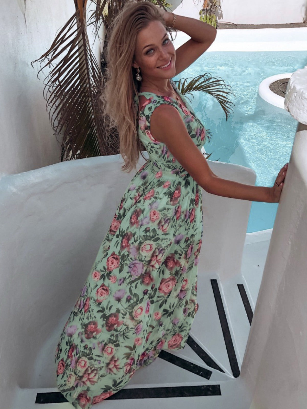 R&B | Bedrucktes geteiltes Chiffonkleid