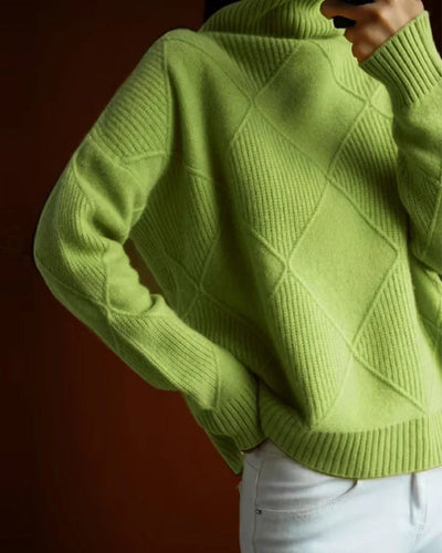R&B | Schlichter Einfarbiger Eleganter Rollkragenpullover mit Rautenmuster