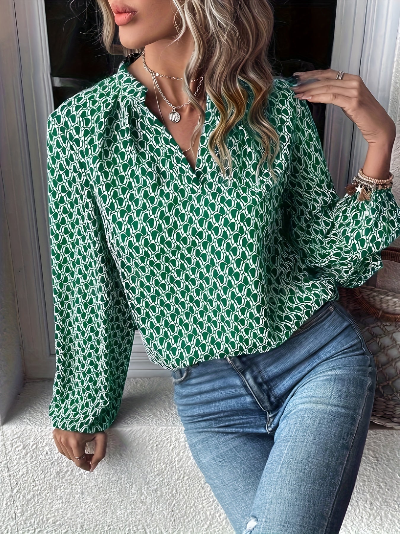 R&B | Stilvolle Bluse mit Grafischem Muster Polyester Elegant und Komfortabel
