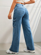 R&B | Hochgeschnittene Denim Cargo-Hose
