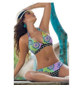 Damen Triangel-Bikini mit lR&Bhaftem Blumenmuster und gepunktetem Höschen R&B
