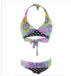 Damen Triangel-Bikini mit lR&Bhaftem Blumenmuster und gepunktetem Höschen R&B