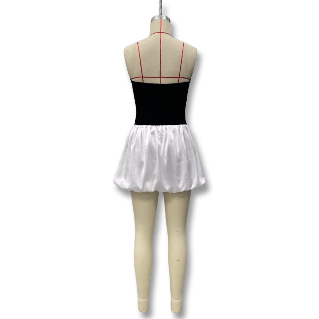 R&B | Kontrastierende Farbe einreihig Tube Top Kleid Kleid