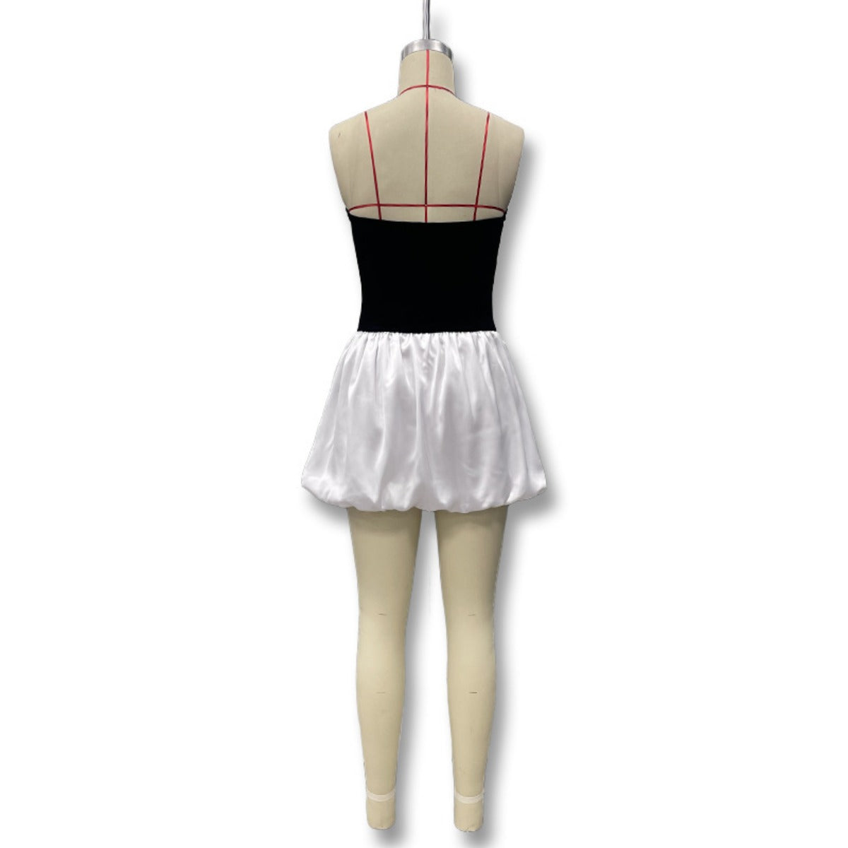 R&B | Kontrastierende Farbe einreihig Tube Top Kleid Kleid