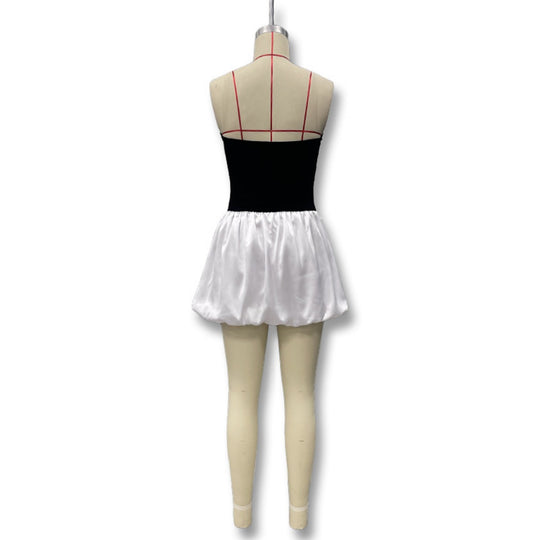 R&B | Kontrastierende Farbe einreihig Tube Top Kleid Kleid