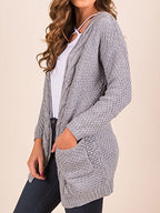 Damen lässige Strickjacke mit großen Taschen und offenem Design