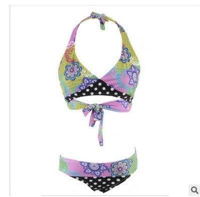 Damen Triangel-Bikini mit lR&Bhaftem Blumenmuster und gepunktetem Höschen R&B