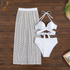 R&B | Dreiteiliger Bikini mit Netzrock