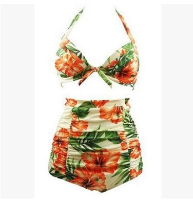 Damen Hoch tailliertes Bikini-Set mit floralem Design und Raffungen R&B