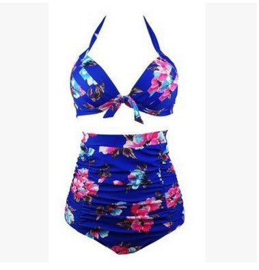 Damen Hoch tailliertes Bikini-Set mit floralem Design und Raffungen R&B