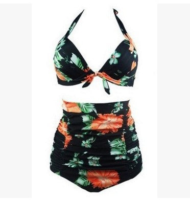 Damen Hoch tailliertes Bikini-Set mit floralem Design und Raffungen R&B