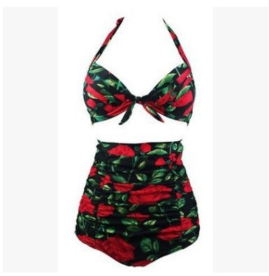 Damen Hoch tailliertes Bikini-Set mit floralem Design und Raffungen R&B
