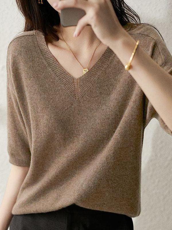 R&B | weicher Cashmere-Pullover mit V-Ausschnitt für Damen