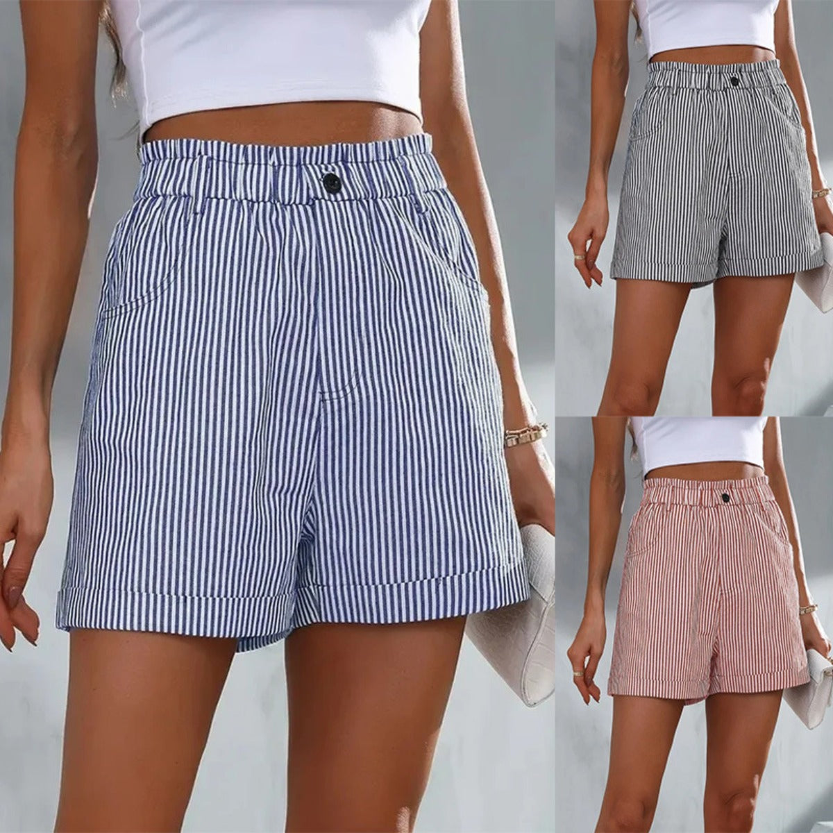 R&B | Gestreifte Shorts mit Taschen