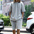 R&B | Lockeres T-Shirt Shorts einfarbiges Set