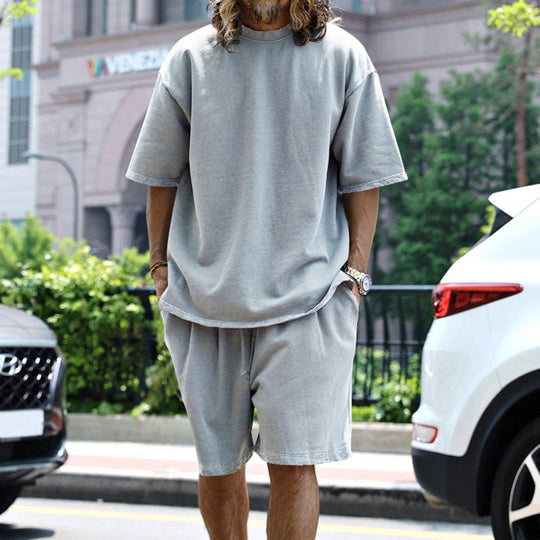 R&B | Lockeres T-Shirt Shorts einfarbiges Set