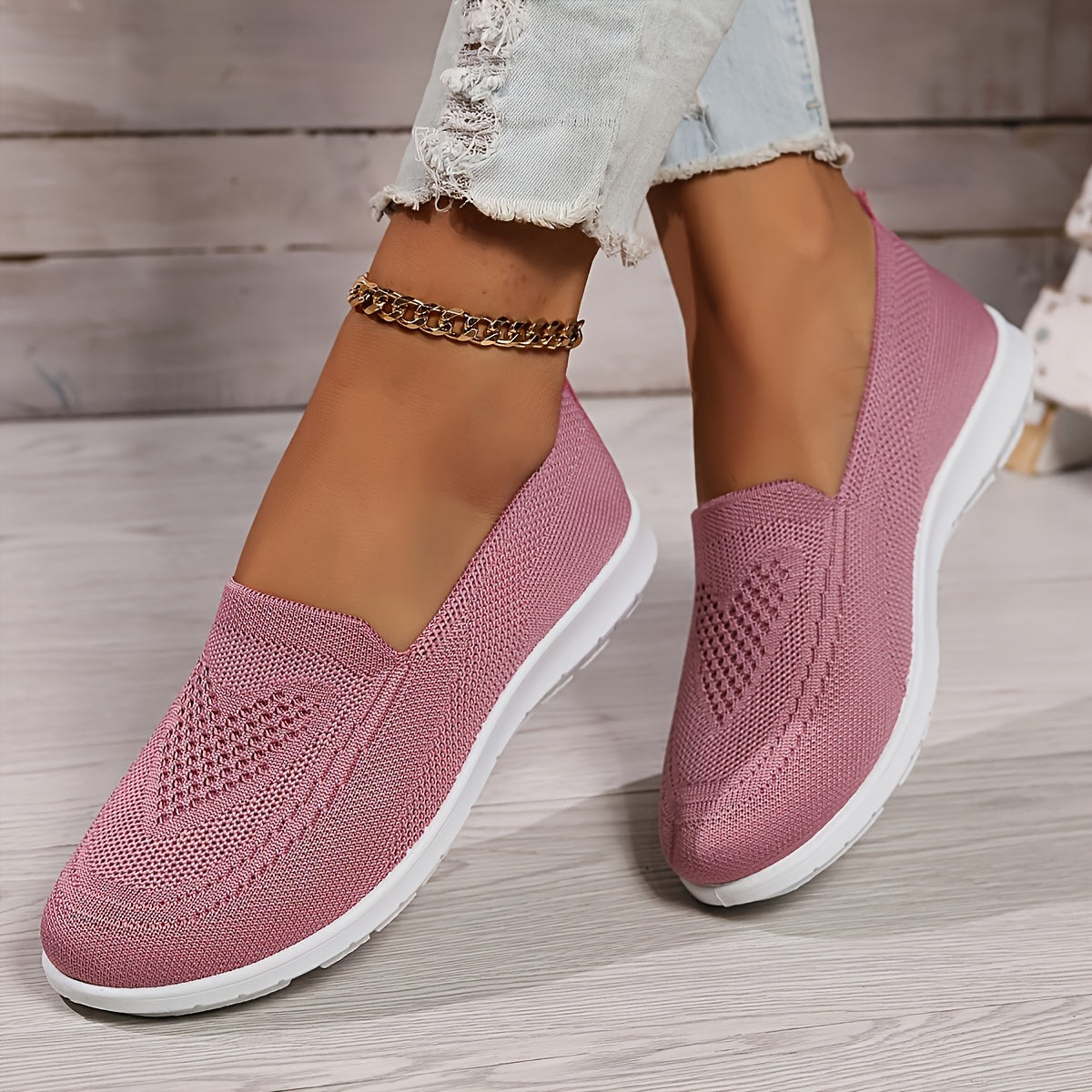 R&B | Einfarbige Gestrickte Sneaker Für Damen